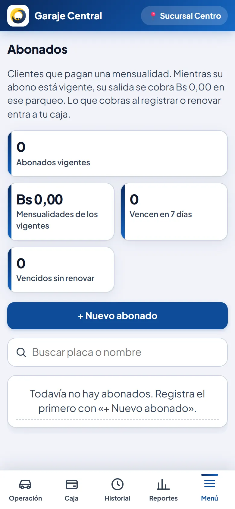 Pantalla: Abonados mensuales